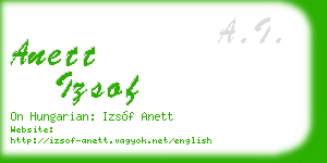 anett izsof business card