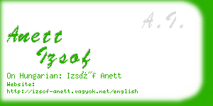 anett izsof business card